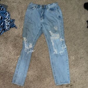 ripped blue jeans